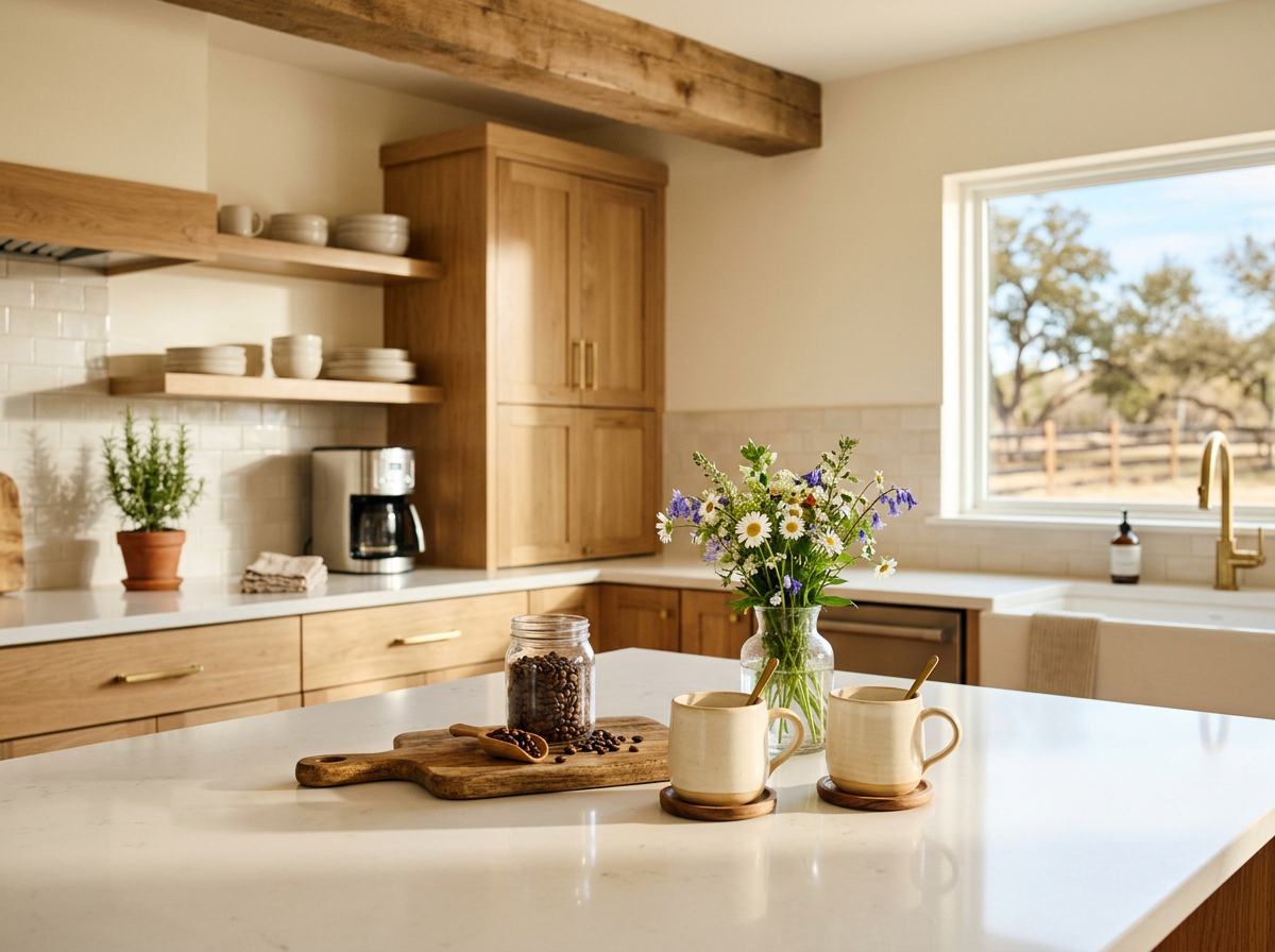 Restocking — kitchen with coffee and amenities